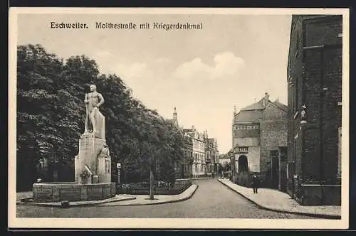 AK Eschweiler, Moltkestrasse mit Kriegerdenkmal