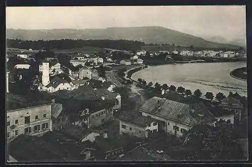 AK Oberndorf a. d. Salzach, Teilansicht mit Fluss