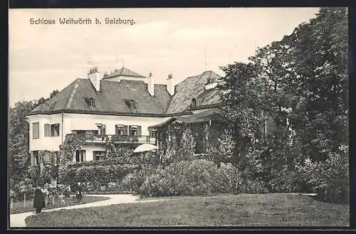 AK Weitwörth b. Salzburg, Schloss mit Garten