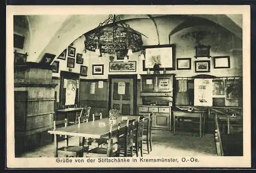 AK Kremsmünster /O.-Oe., Restaurant Stiftschenke, Innenansicht