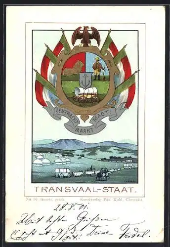 Lithographie Transvaal-Staat, Wappen