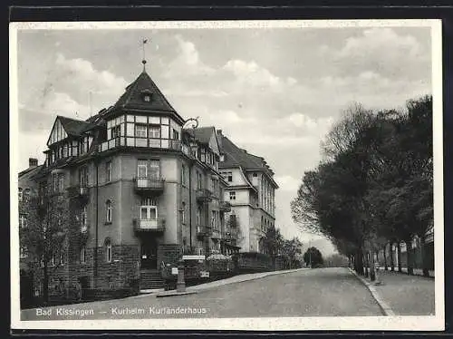 AK Bad Kissingen, Blick auf Kurheim Kurländerhaus, Ecke Ring- u. Menzelstr. 1