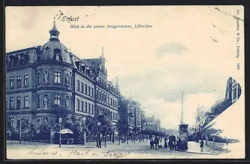 AK Erfurt, Blick in die untere Steigerstrasse, Löberthor