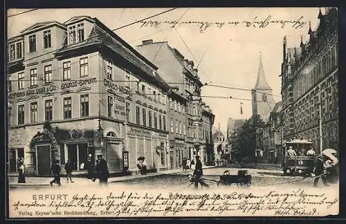 AK Erfurt, Schlösserstrasse mit Kath. Kirche, Mantelfabrik Max Lamm & Co.