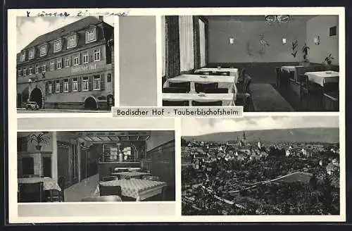 AK Tauberbischofsheim, Hotel Badischer Hof, Ortspanorama