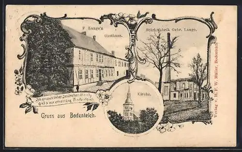 AK Bodenteich, Gasthaus von F. Lange, Stärkefabrik Gebr. Lange