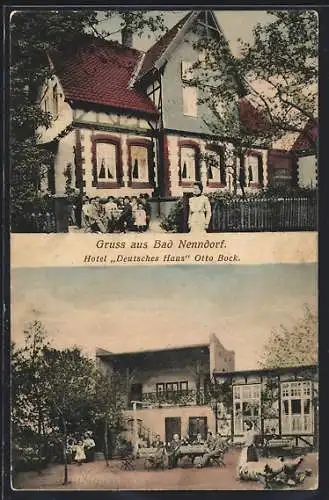 AK Bad Nenndorf, Hotel Deutsches Haus von Otto Bock, Aussenansichten mit Terrasse