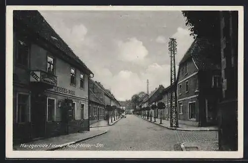 AK Harzgerode /Harz, Strasse und Hotel Weises Ross