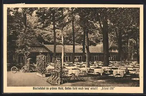 AK Hannover, Gasthof Waldwirtschaft Bischofshol F. Krage, Gartenansicht