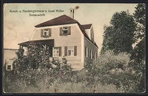 AK Donauwörth, Kunst- und Handelsgärtnerei Josef Müller, Wohnhaus