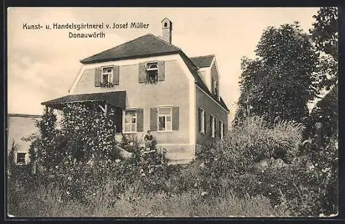 AK Donauwörth, Kunst- und Handelsgärtnerei Josef Müller, Gebäudeansicht