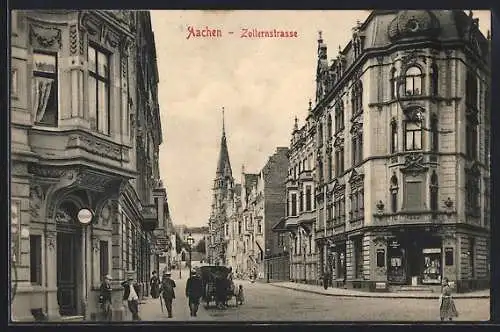 AK Aachen, Zollernstrasse mit Geschäft