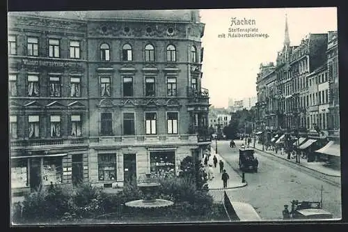 AK Aachen, Strasseneck am Steffensplatz mit Strasse Adalbertsteinweg