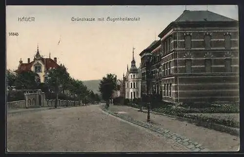 AK Hagen / Westfalen, Grünstrasse mit Augenheilanstalt