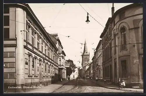 AK Eschweiler, Dürener-Strasse mit Hotel Kaiserhof