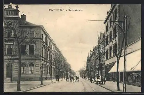 AK Eschweiler, Rosen-Allee mit Passanten