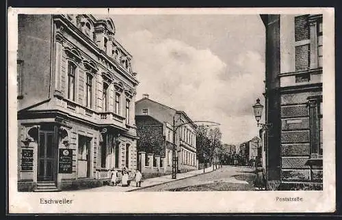 AK Eschweiler, Poststrasse mit Geschäft