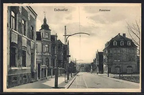 AK Eschweiler, Poststrasse mit Bäumen