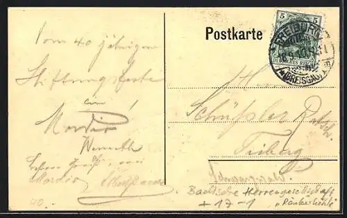 Künstler-AK Freiburg / Breisgau, Badische Herrengesellschaft Räuberhöhle, Freimaurer