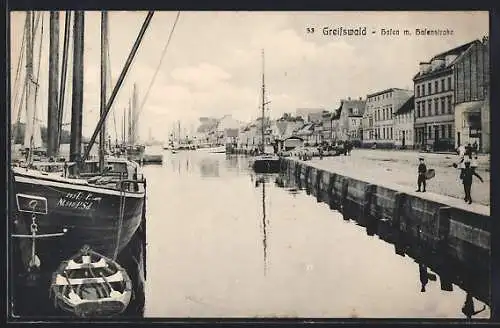 AK Greifswald, Hafen mit Hafenstrasse