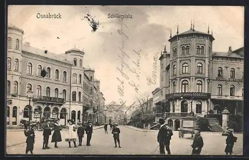 AK Osnabrück, Hotel Burghof und Hotel Schaumburg am Schillerplatz