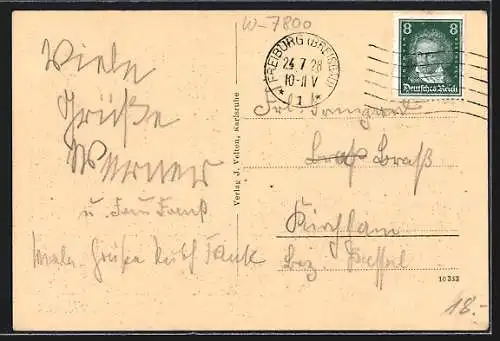 AK Freiburg i. Br., Partie an der Marienstrasse