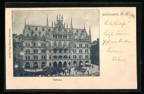 AK München-Au, Rathaus, Stempel und Marke Private Stadtpost Courier