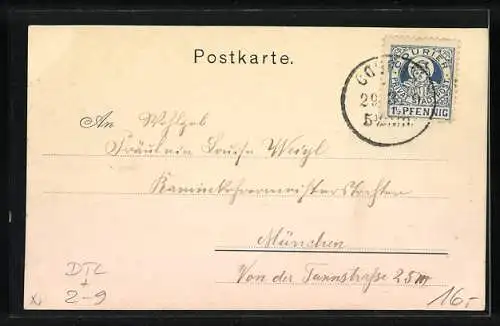 AK München-Au, Rathaus, Stempel und Marke Private Stadtpost Courier