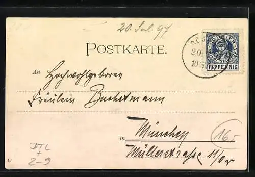 AK München-Au, Marienplatz mit Rathaus, Stempel und Marke Private Stadtpost Courier