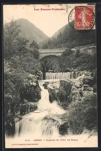 AK Gabas /Basses-Pyrénées, Cascade et Pont de Gabas