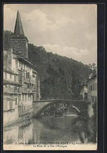 AK Saint-Jean-Pied-de-Port, La Nive, Le Pont de al Rue d`Espagne