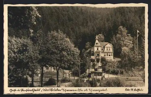 AK Meuselbach /Thür. Wald, Schwarzmühle, Gasthaus und Pension Waldfrieden