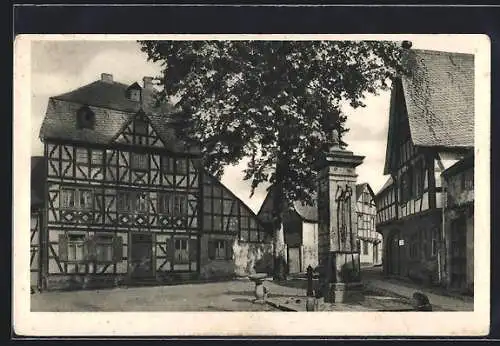 AK Erpel, Marktplatz mit Brunnen