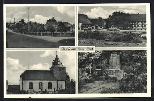 AK Sellenstedt, Kirche, Denkmal, Strassenpartie