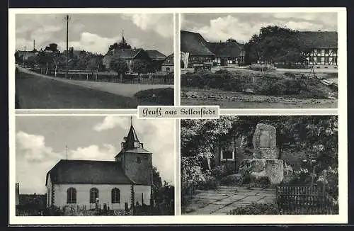 AK Sellenstedt, Kirche, Denkmal, Strassenpartie