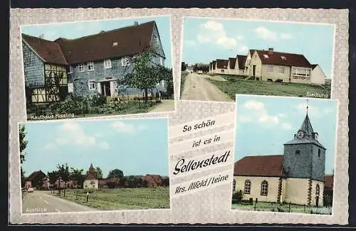 AK Sellenstedt /Krs. Alfeld, Kaufhaus Rissling, Siedlung, Kirche