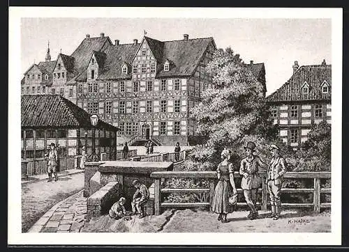 Künstler-AK Hannover, Gasthaus Londonschenke an der Neuen Strasse 1840