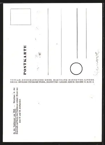 Künstler-AK Hannover, An der Stadtmauer und Hinterhaus in der Osterstrasse um 1943