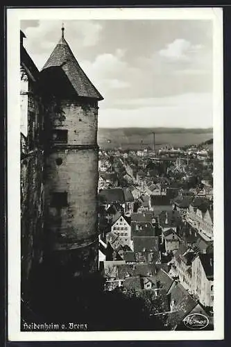 AK Heidenheim a. Brenz, Teilansicht mit Burg