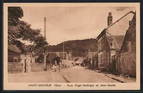 AK Saint-Sauveur /Oise, Rues Roger-Salengro et Jean-Jaurès