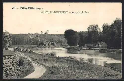 AK Saint-Leu-d'Esserent, vue prise du pont