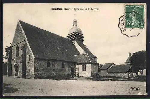 AK Bornel /Oise, L`Eglise et le Lavoir