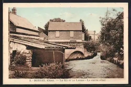 AK Bornel /Oise, Le Rû et le lavoir, La chute d`eau