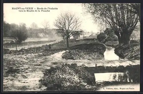 AK Magny-en-Vexin, Bords de l`Aubette vers le Moulin de la Planche