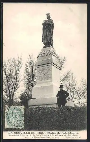 AK Neuville-en-Hez, Statue de Saint-Louis