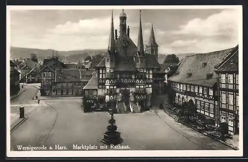 AK Wernigerode, Marktplatz mit Rathaus