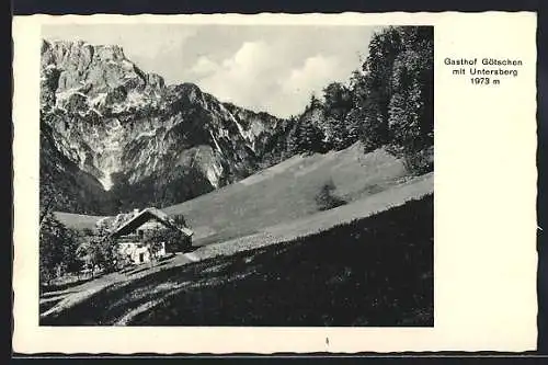 AK Schellenberg, Gasthof Götschen mit Untersberg