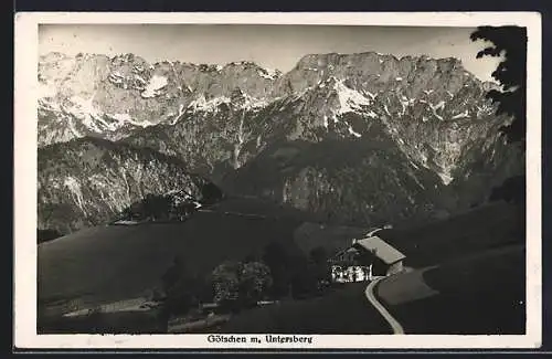 AK Schellenberg, Gasthaus Götschen mit Untersberg