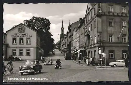 AK Hof / Saale, Bismarckstrasse mit Marienkirche