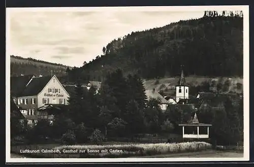 AK Calmbach, Gasthof zur Sonne mit Garten